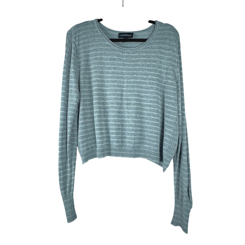Lane Bryant Striped Sparkle Long Sleeve Cropped Sweater Women Plus Size‎ 18/20